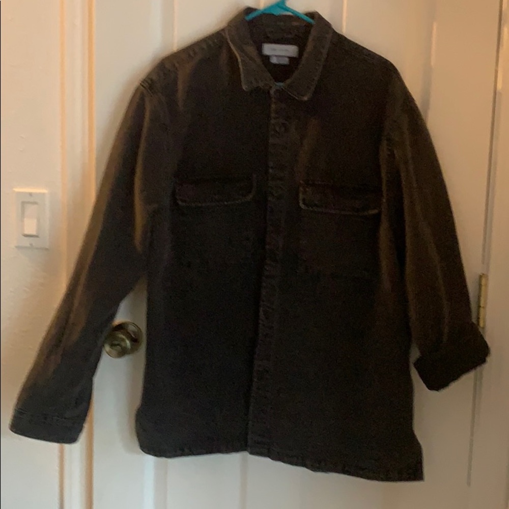 Urban Outfitters Mens Large Black Denim Button-Up